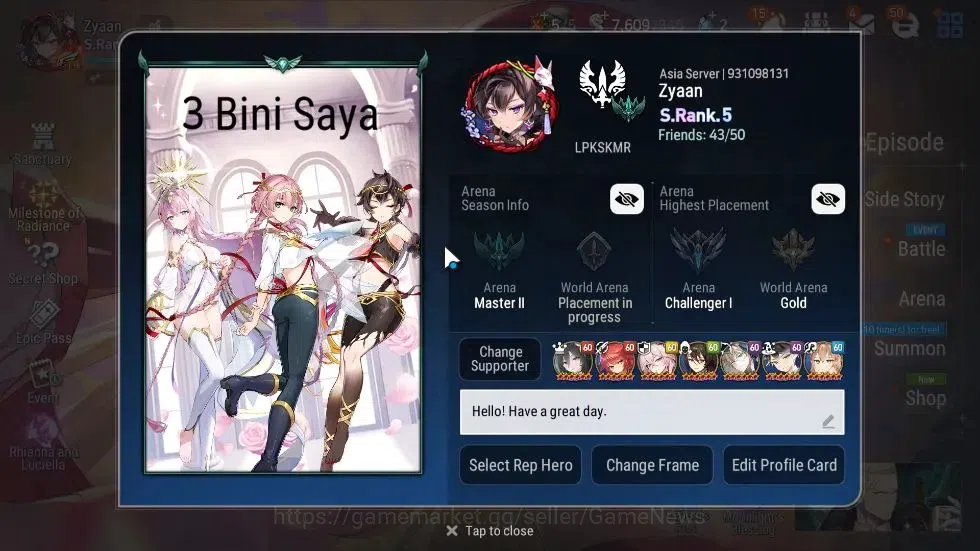 Epic Seven Accounts ASIA|29 ML(LOTScales,BArunka,Har setti,NM Luna,Etc image 2