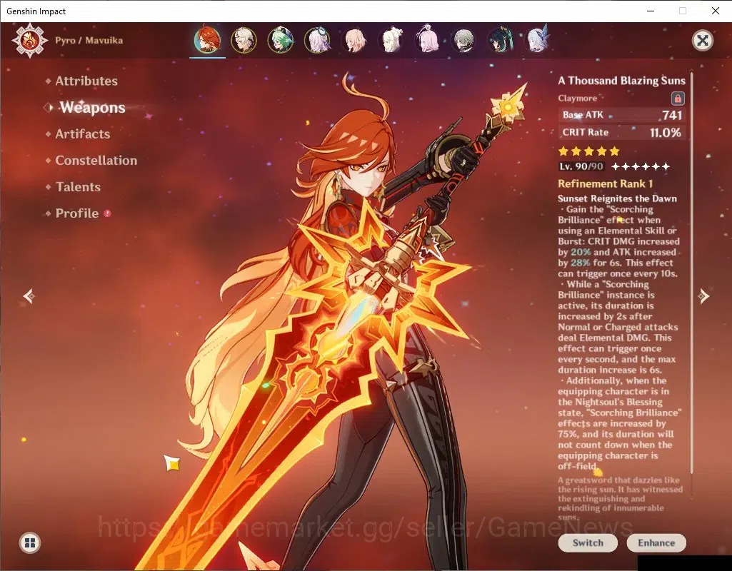 Genshin Impact Accounts ASIA|AR60|PremTeam Skirk|13 Limit+8(*5WeP)|(Neuvil image 4