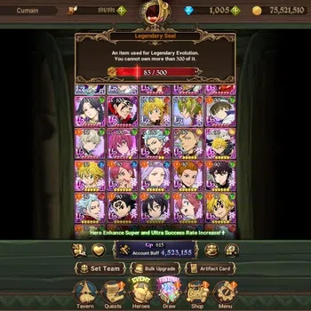 The Seven Deadly Sins: Grand Cross Accounts Endgame Global|4,5M CC|1K DM+83 LS|3 LR+10 UR+Collab