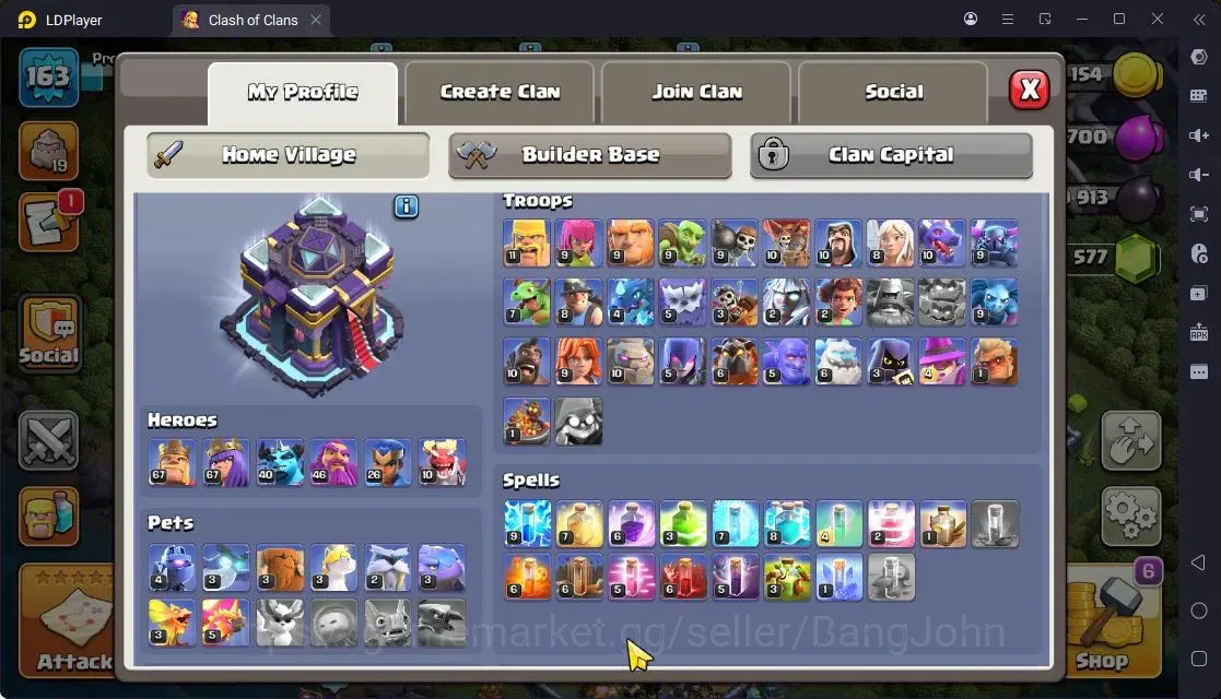 Clash of Clans Accounts High-End TH 14-BH 9|LVL163|BK67,AQ67,MP40,GW46,RC26.DD10|BM16,BC15|5 Legend skin & 3 Gold|Gem 2