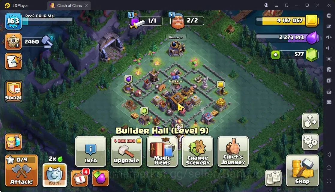 Clash of Clans Accounts High-End TH 14-BH 9|LVL163|BK67,AQ67,MP40,GW46,RC26.DD10|BM16,BC15|5 Legend skin & 3 Gold|Gem 20