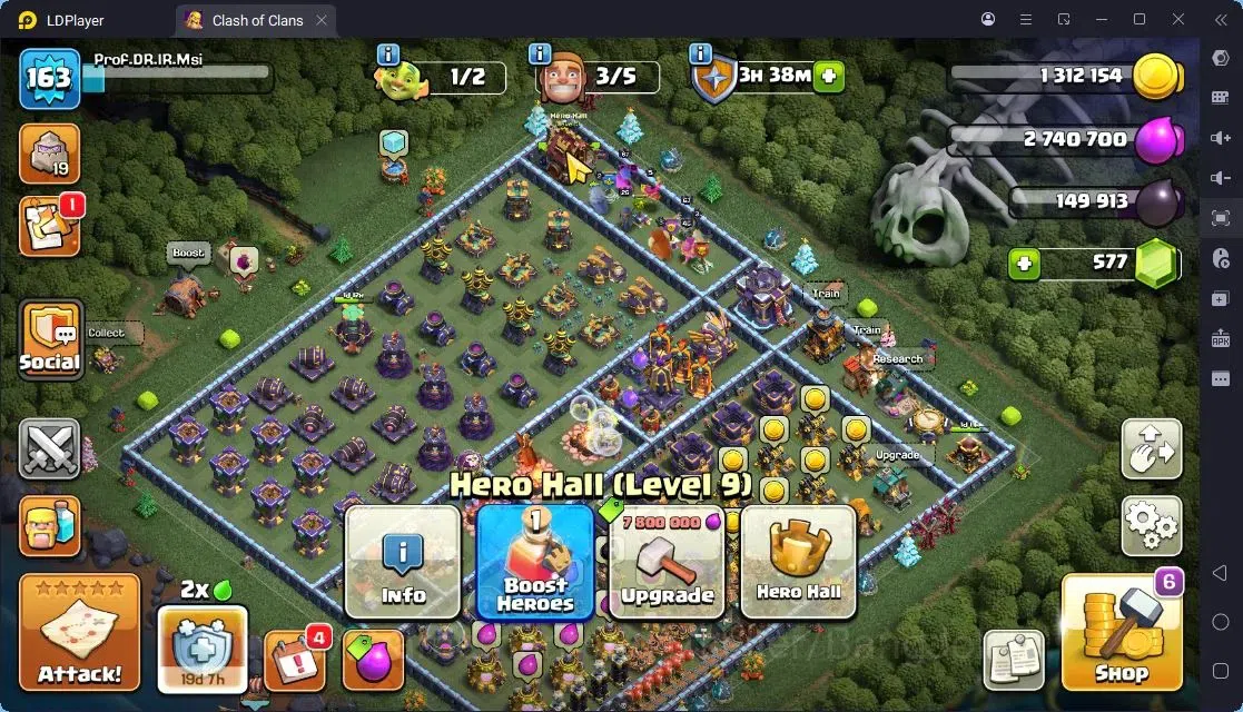 Clash of Clans Accounts High-End TH 14-BH 9|LVL163|BK67,AQ67,MP40,GW46,RC26.DD10|BM16,BC15|5 Legend skin & 3 Gold|Gem 7