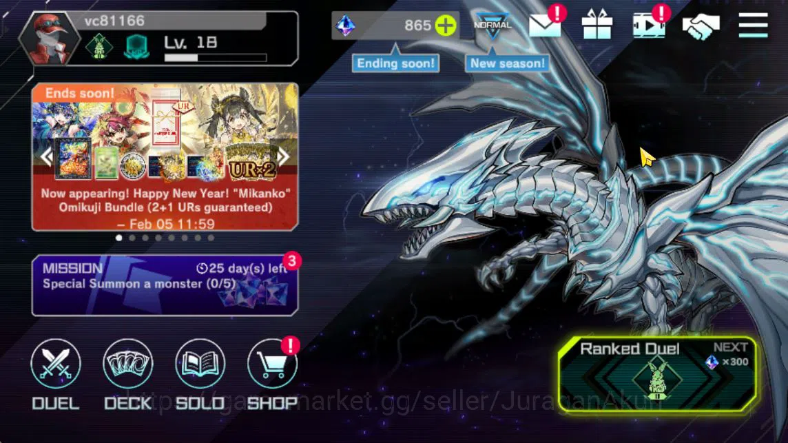 Yu-Gi-Oh! Master Duel Accounts Lv 18 | 19 Deck| FS Control, Odion, Yummy, Dracota image 1