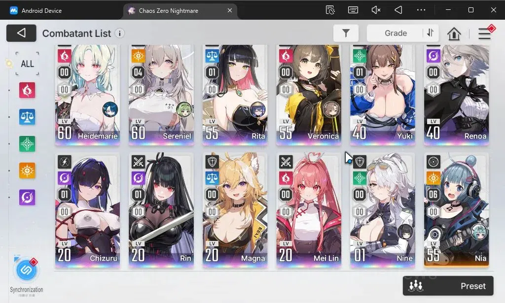 Chaos Zero Nightmare Accounts ASIA|Lv 53|7K Crys|11 SSR[(SerenielM4,Heidemarie,C image 3