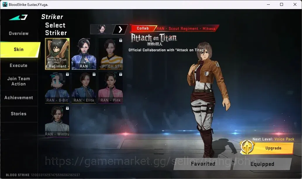 Blood Strike Accounts ASIA | 3 AOT Guns: KAG-6,M700,FAL|1 AOT Striker: M image 8