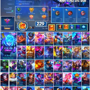 Mobile Legends: Bang Bang Accounts #3943 | 229 Skins | KoF Karina | 11.11 X Borg | Saint Seiya Badang | Many Epic | Safe