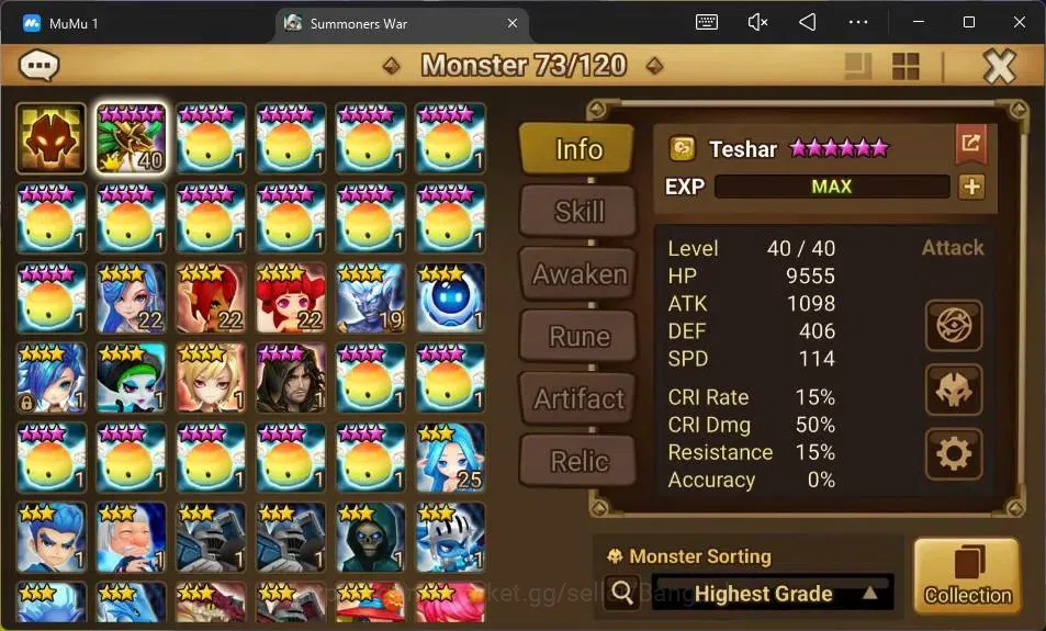 Summoners War: Sky Arena Accounts GLOBAL | NB 5 TESHAR,Starter Gacha 115 12Y+160 11Y image 2