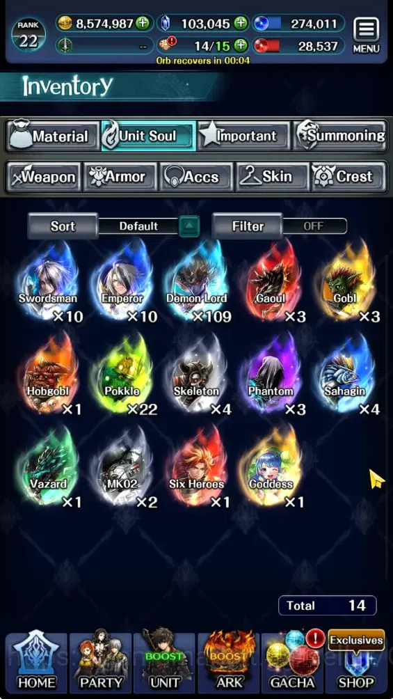 Last Cloudia Accounts Endgame GLOBAL|Rank 22|103k Crystal|Collab BF(Oracle Knight Ark,FG Vargas)|TopTierUnit(Sm 12