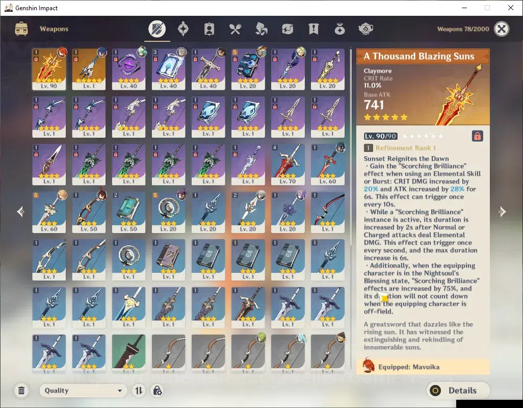 Genshin Impact Accounts Asia|AR 53|1 Limited + 2 (*5 Weapon)|Mavuika + Sig image 3
