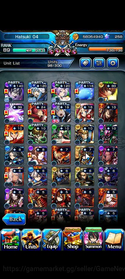 Grand Summoners Accounts Global|Rank 89|258 CC+7 RGB|15 Ascend+6 TW|[Friere image 17