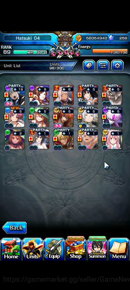 Grand Summoners Accounts Global|Rank 89|258 CC+7 RGB|15 Ascend+6 TW|[Friere image 18