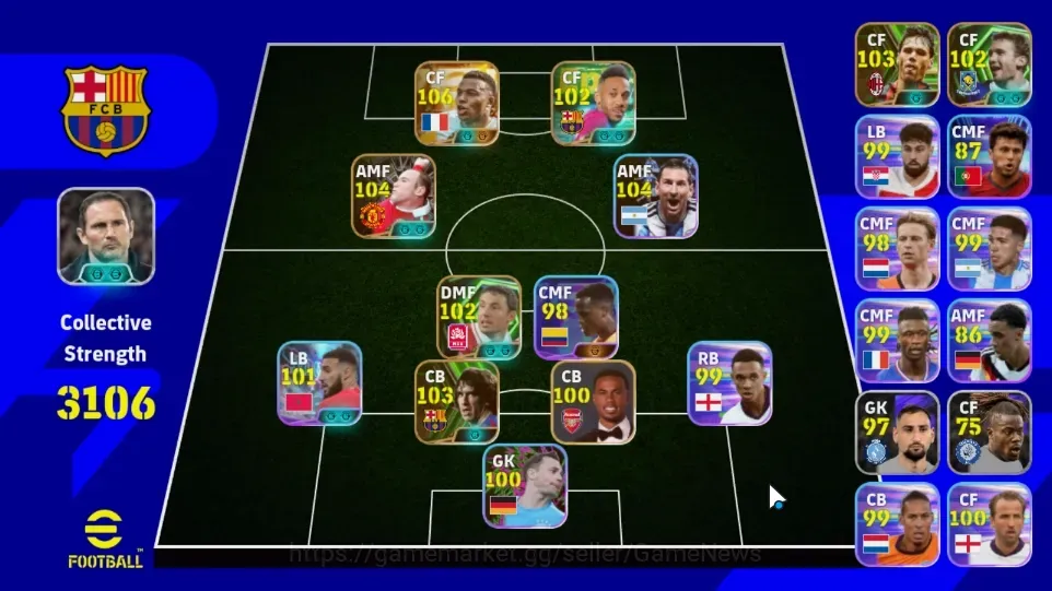 eFootball Accounts Legends & Iconic Players Android|Power 3106|Big Time Kylian Mbappe|6 Epic Wayne Rooney,Carles 1