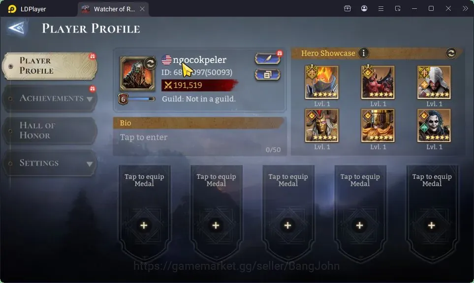 Watcher of Realms Accounts End-Game Global 50xx|Power 191K|2 Lord:Oren,TwinFiend|11 Legend|Assassin's Creed:Ezio 1