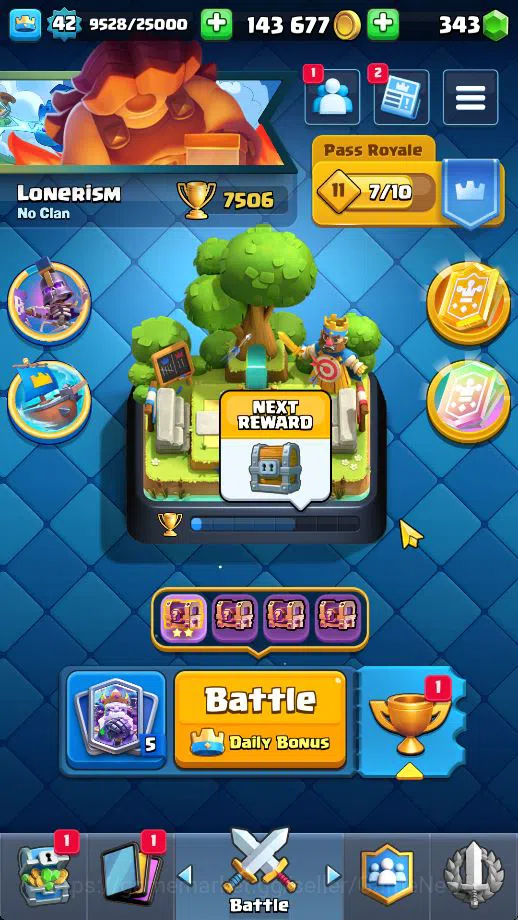Clash Royale Midgame Lv 42|Trophy 7506|KTL 14|Limited Skin|Card 121| 1  image 1