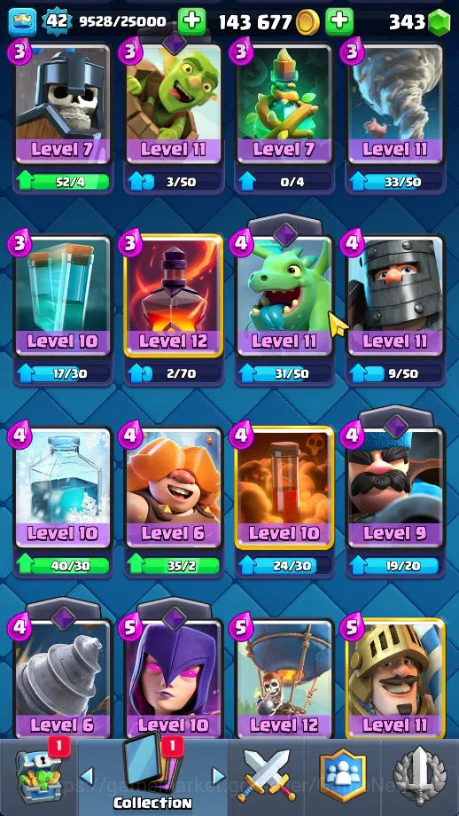 Clash Royale Accounts Midgame Lv 42|Trophy 7506|KTL 14|Limited Skin|Card 121| 1 HERO 7 EVO 8 Champ 21 Legendary 33 Epic 30 10