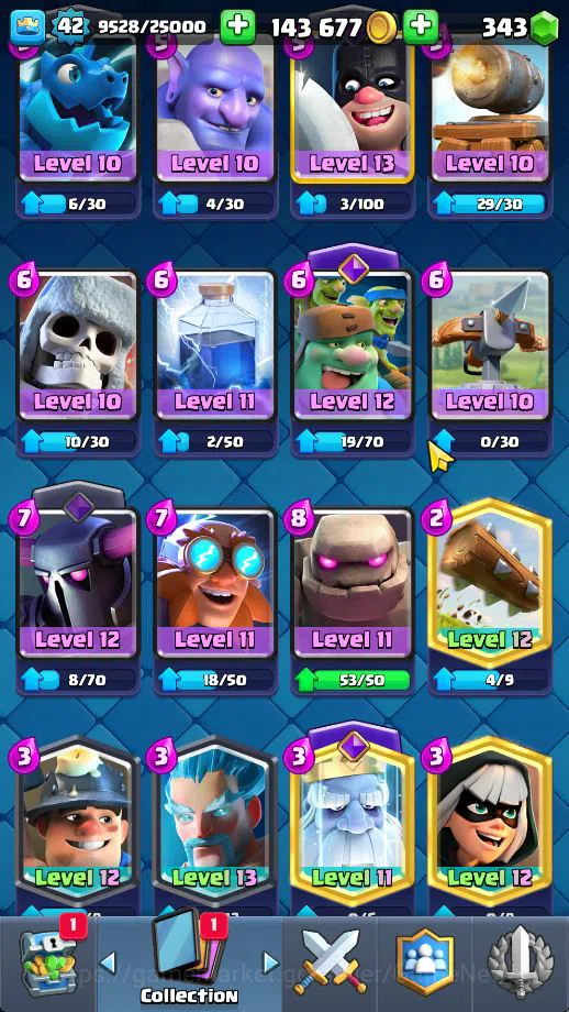Clash Royale Accounts Midgame Lv 42|Trophy 7506|KTL 14|Limited Skin|Card 121| 1 HERO 7 EVO 8 Champ 21 Legendary 33 Epic 30 11
