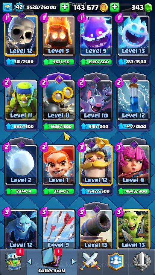 Clash Royale Accounts Midgame Lv 42|Trophy 7506|KTL 14|Limited Skin|Card 121| 1 HERO 7 EVO 8 Champ 21 Legendary 33 Epic 30 6