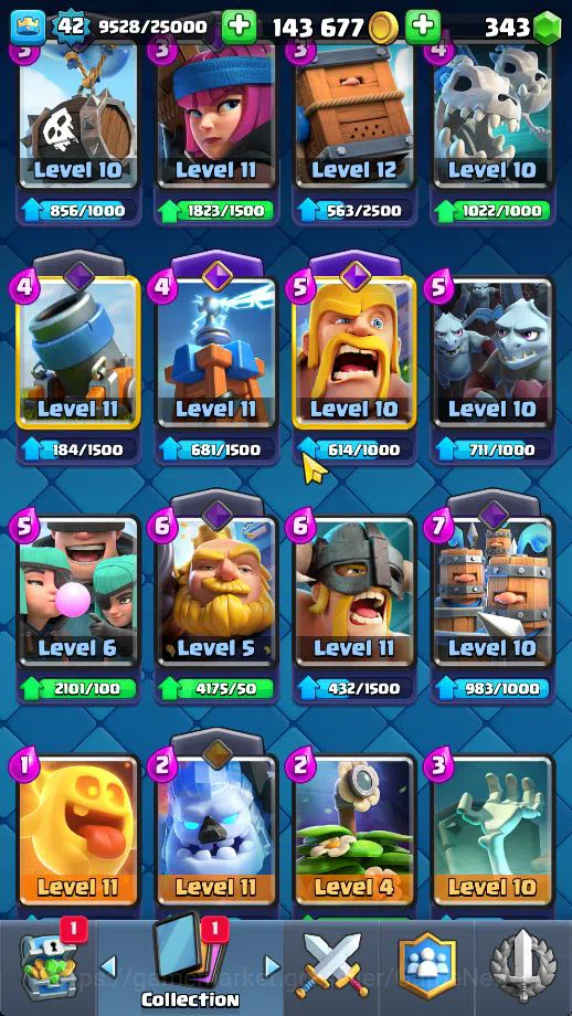 Clash Royale Accounts Midgame Lv 42|Trophy 7506|KTL 14|Limited Skin|Card 121| 1 HERO 7 EVO 8 Champ 21 Legendary 33 Epic 30 7
