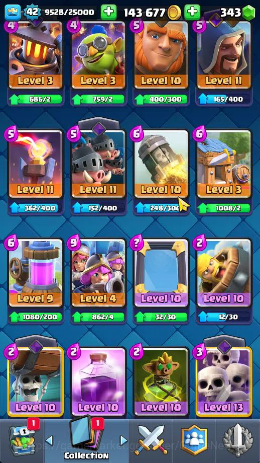 Clash Royale Accounts Midgame Lv 42|Trophy 7506|KTL 14|Limited Skin|Card 121| 1 HERO 7 EVO 8 Champ 21 Legendary 33 Epic 30 9