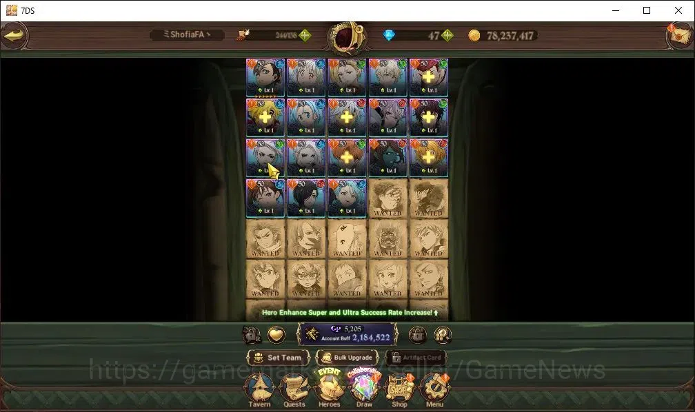 The Seven Deadly Sins: Grand Cross Accounts Whale Global|2,1M CC|2 LR+9 UR+Collab 9