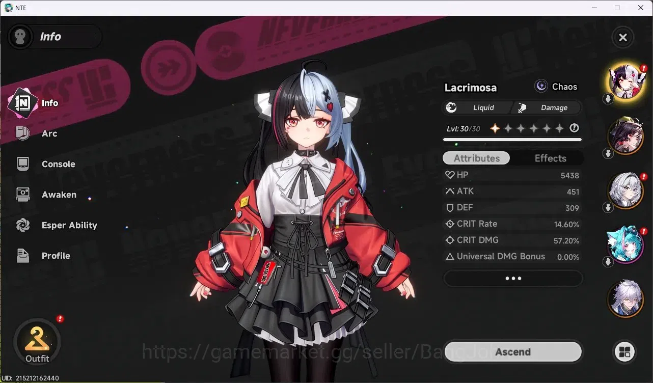 Neverness to Everness Accounts SEA|Hunter Lv 18|3 S-Class [Lacrimosa+Gilded Outfi image 2