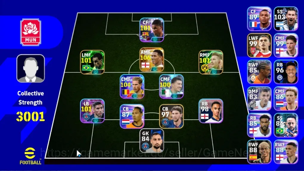eFootball Accounts High-End Android|Power 3001|Big Time Jude Bellingham|Epic Marco Reus,Denilson|6 Show Time Kevin De 1