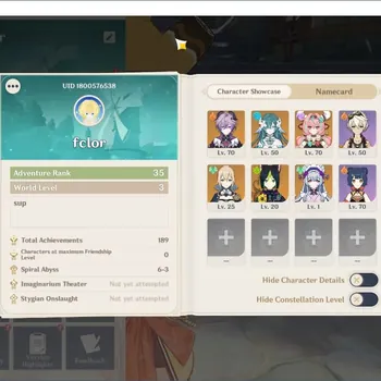 Genshin Impact Accounts Reroll ASIA|AR 35|3Limited|(Vodyanitsa,durin,Veressa,)+3*5 Char Jean,Tighnari,Mizuki|32