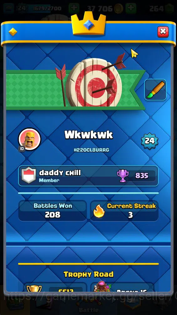 Clash Royale Accounts Lv 24|Trophy 5512|KTL 9|Limited Skin|Card 84|1 Her image 2