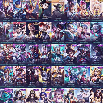 Mobile Legends: Bang Bang Accounts High Rank Ex  imotal 500+ || GLOBAL  XX || etx dai and coa
