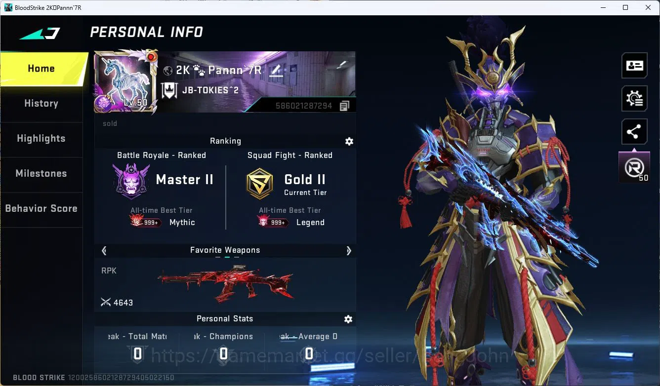 Blood Strike Accounts ASIA|ETERNAL=AK47(LVL3),GALIL(LVL3)|COLLAB=ZANPAKU image 2