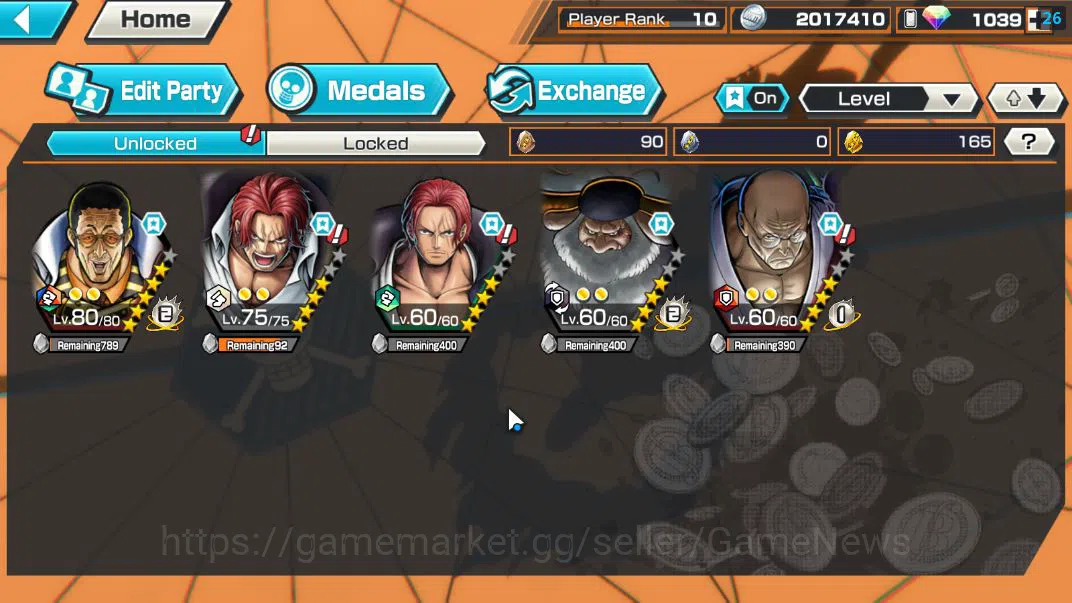 One Piece Bounty Rush Accounts Starter GLOBAL|5 EX|1039 RD|AMS[Borsalino],T5E St.Ethanbaron,T5E St.Jaygarcia,Divine 4