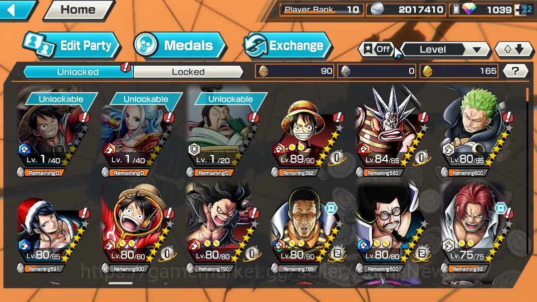 One Piece Bounty Rush Accounts Starter GLOBAL|5 EX|1039 RD|AMS[Borsalino],T5E St.Ethanbaron,T5E St.Jaygarcia,Divine 5