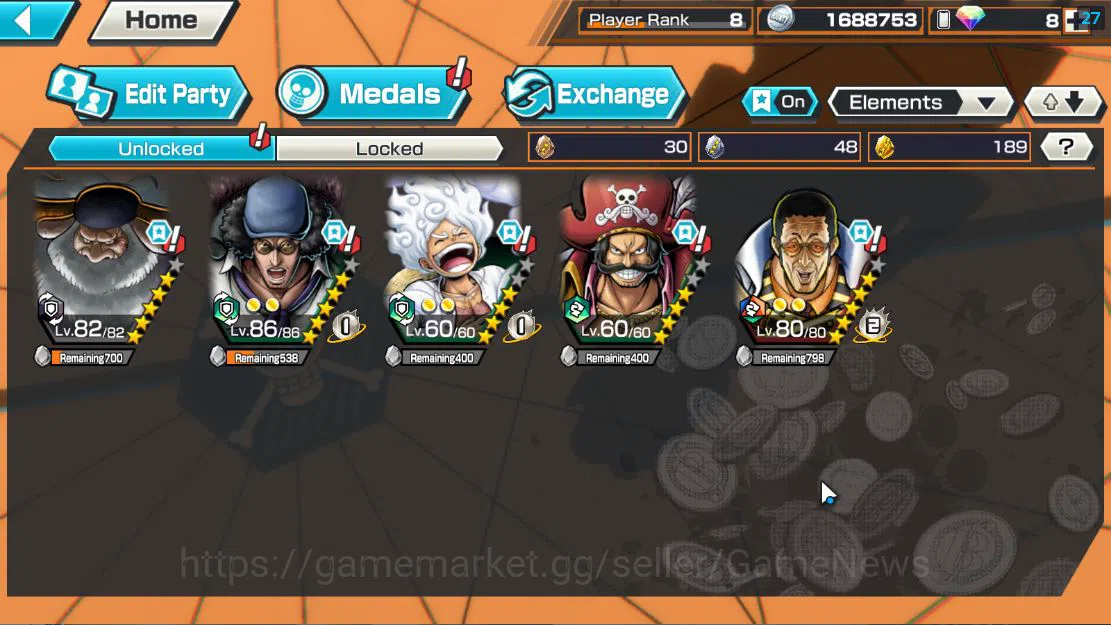 One Piece Bounty Rush Accounts Global|4 EX|5 Elder St.Saturn,AMS[Borsalino],G5 Mo image 5