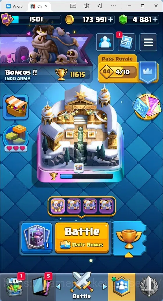 Clash Royale Accounts Mobile |Trophy 11615|4 Max Cards|10 EVO Cards|5 He image 1