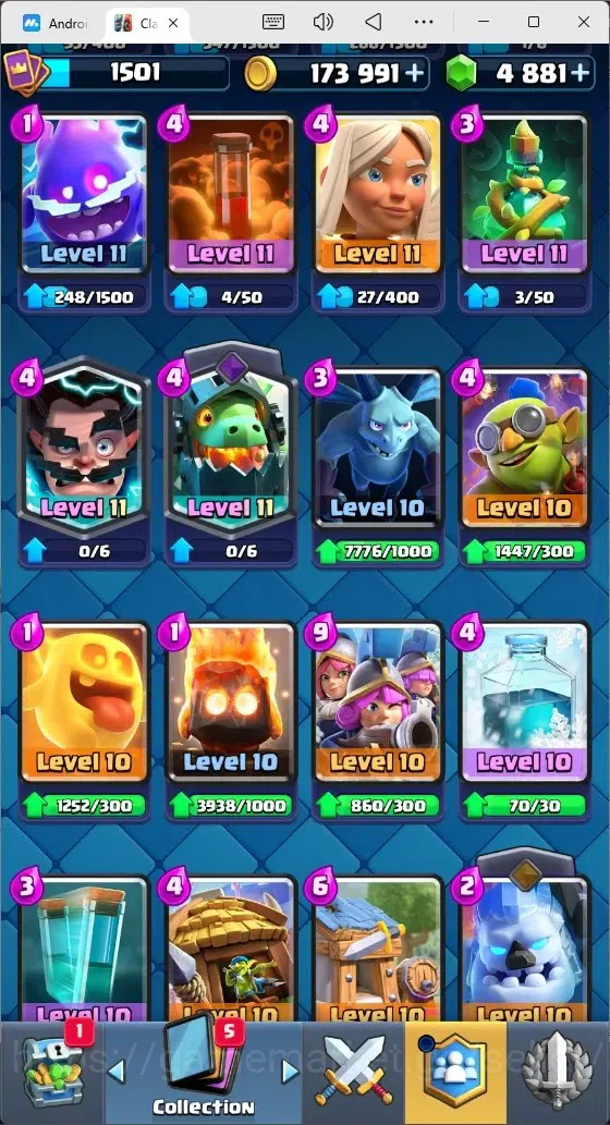 Clash Royale Accounts Mobile |Trophy 11615|4 Max Cards|10 EVO Cards|5 He image 11