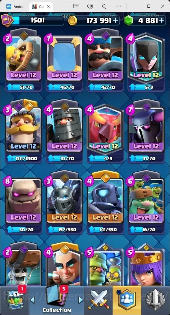Clash Royale Accounts Mobile |Trophy 11615|4 Max Cards|10 EVO Cards|5 He image 5