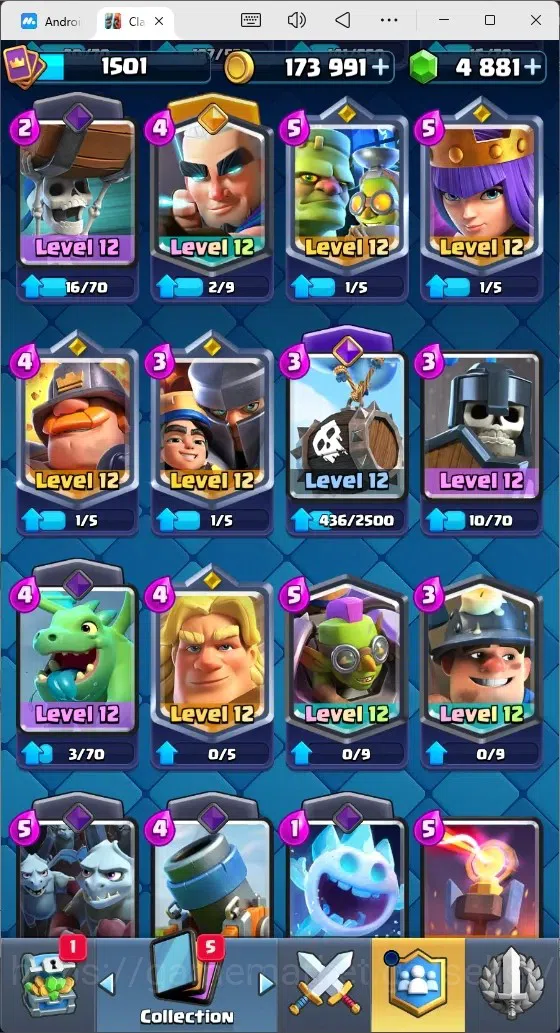 Clash Royale Accounts Mobile |Trophy 11615|4 Max Cards|10 EVO Cards|5 He image 6