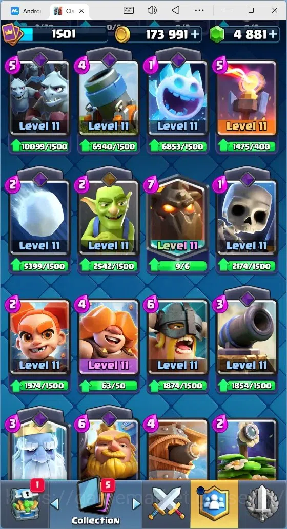 Clash Royale Accounts Mobile |Trophy 11615|4 Max Cards|10 EVO Cards|5 He image 7