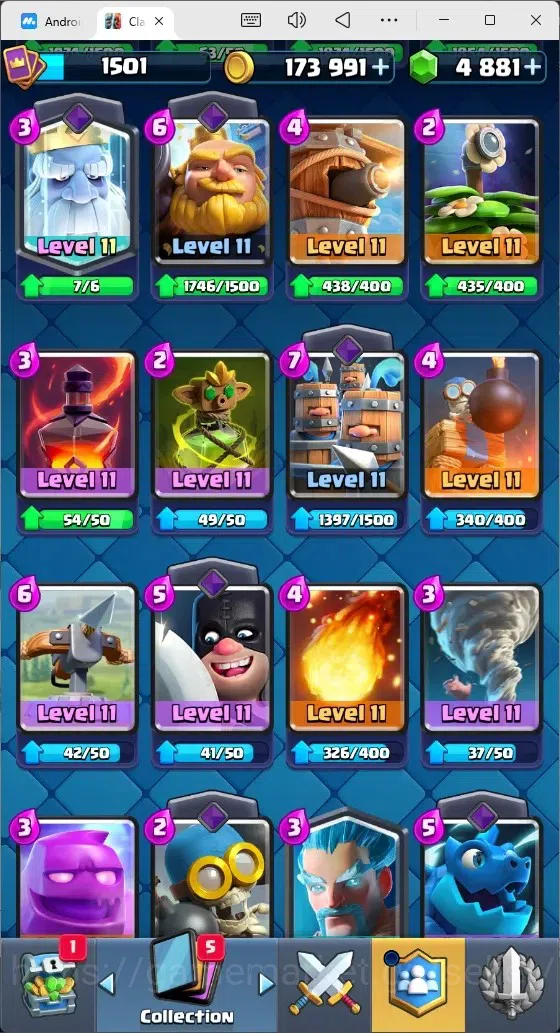 Clash Royale Accounts Mobile |Trophy 11615|4 Max Cards|10 EVO Cards|5 He image 8