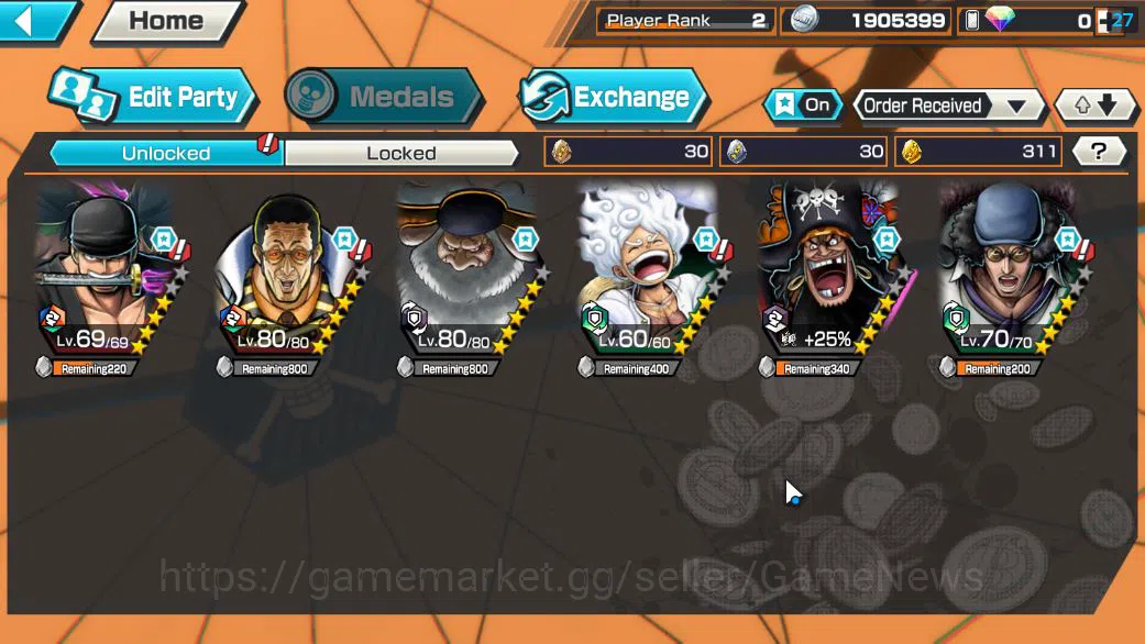 One Piece Bounty Rush Accounts Starter Global|6 EX|TFE Marshall D.Teach,G5 Luffy,T5E Jaygarcia,Roronoa Zoro,BP Kuzan,AMS 3