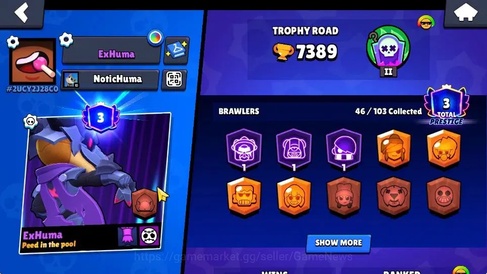 Brawl Stars Accounts 7389 Trophy|4,3K Bling|46 Brawlers 7 Max |1 Hyperc image 2