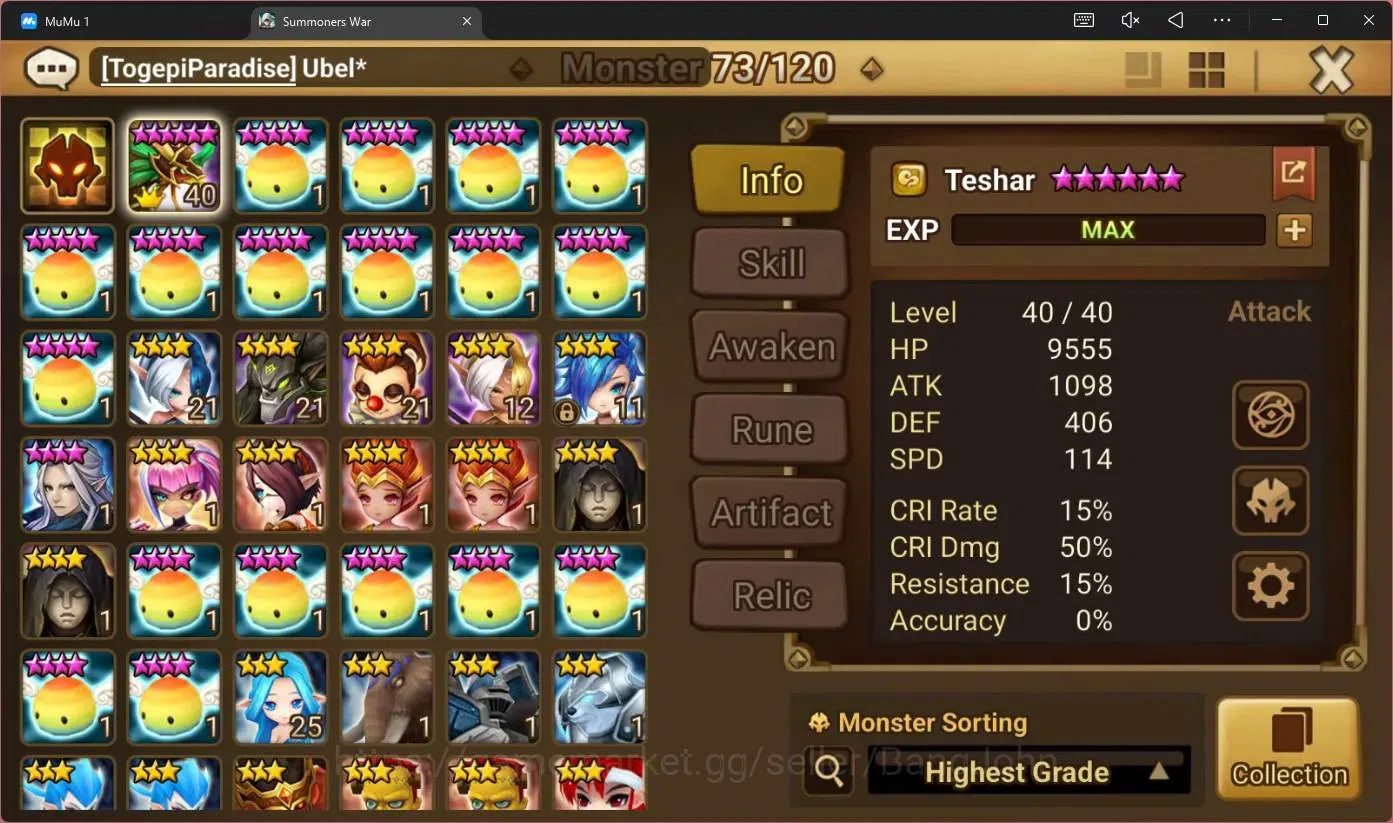 Summoners War: Sky Arena Accounts GLOBAL | NB 5 TESHAR,Starter Gacha 115 12Y+160 11Y image 2