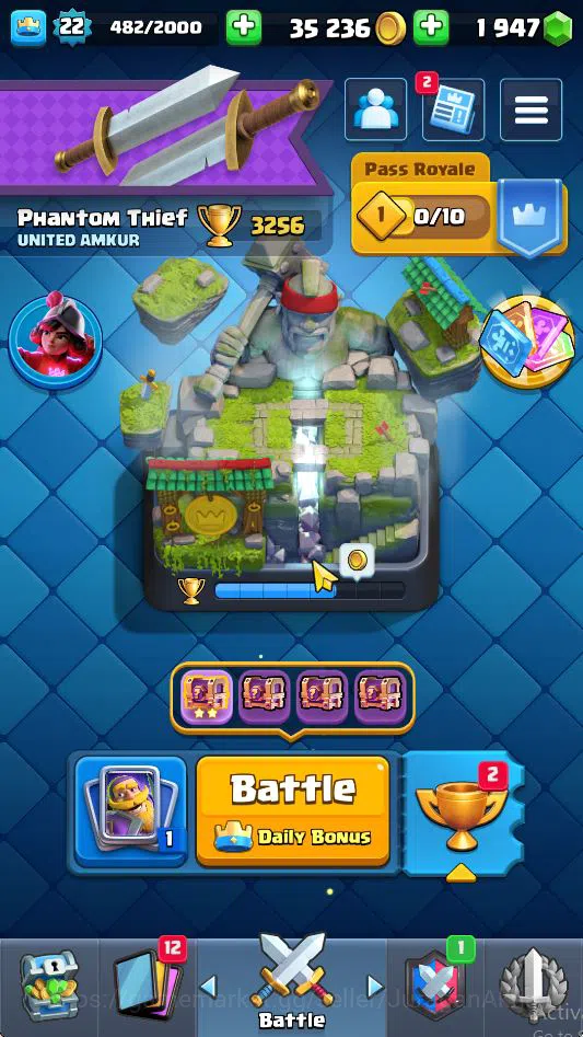 Clash Royale Midgame Lvl 22|Trophy 3256|KTL 9|Limited Skin|Card 68| 4 E image 1