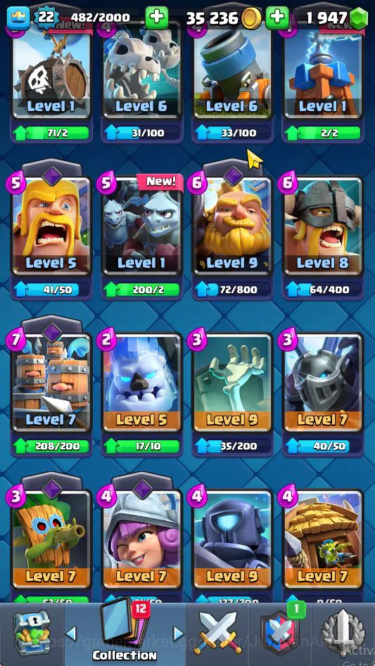 Clash Royale Accounts Midgame Lvl 22|Trophy 3256|KTL 9|Limited Skin|Card 68| 4 EVO 19 Epic 23 Rare 26 Common|Take 6