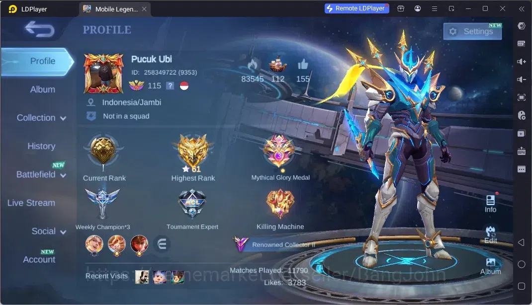 Mobile Legends: Bang Bang Accounts Collector Global|Skin 275|Renowned|Legend Gusion|Collector Natalia|Collab 1