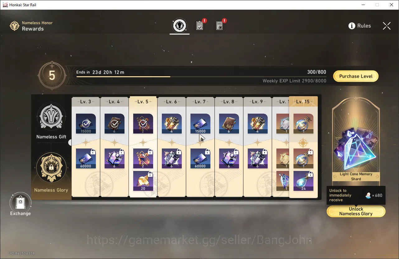 Honkai Star Rail Accounts ASIA | TL 27 | 4 Limit | 1 Golden Ticket Kafka | D image 8