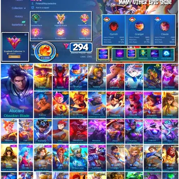 Mobile Legends: Bang Bang Collector #3554 294 Skins | Legend Alucard & Lesley | 3 Coll image 1