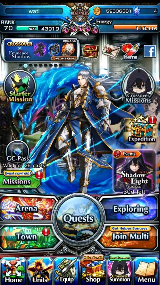 Grand Summoners Accounts End-Game Global|Rank 70|22 Ascend 12 TW|Paladin Roy,Shadow,S Miyu,Chole,DL Rimuru,M Shishio,Aira 1