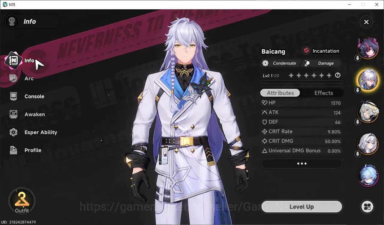 Neverness to Everness Accounts GLOBAL SEA|HL 3|3 S-Class| Limited Shinku+Sign, Baicang+Sign, Hathor |2 Selector On|Orchid 3