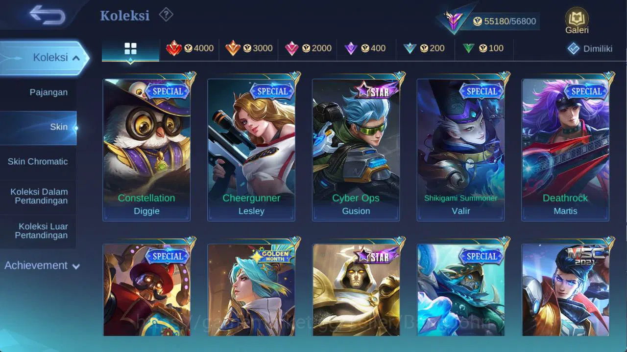 Mobile Legends: Bang Bang Accounts Others hero 131 skin 250+ aspirant LAYLA, valentine fanny, venom GS, dragon ling, saber 10